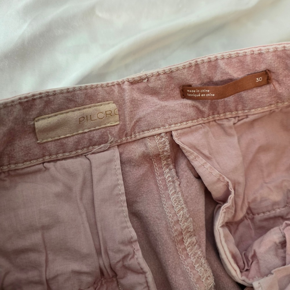 Pilcro Womens Wide Barrel Leg Jeans Size 30 Pink High Rise Faded Acid Wash Pants - Picture 8 of 10